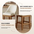 thumbnail image 5 of Bar Stool Set of 2, 26" Upholstered Counter Height Stools with Back, Solid Wood Legs, Faux Leather Bar Chairs for Kitchen Island, 5 of 10