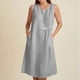 thumbnail image 2 of Vestido de Verano para las Mujeres Playa, Moda Vacaciones Color Sólido sin Mangas Hueco Fuera de la Fiesta Midi para Casual, 2 of 9