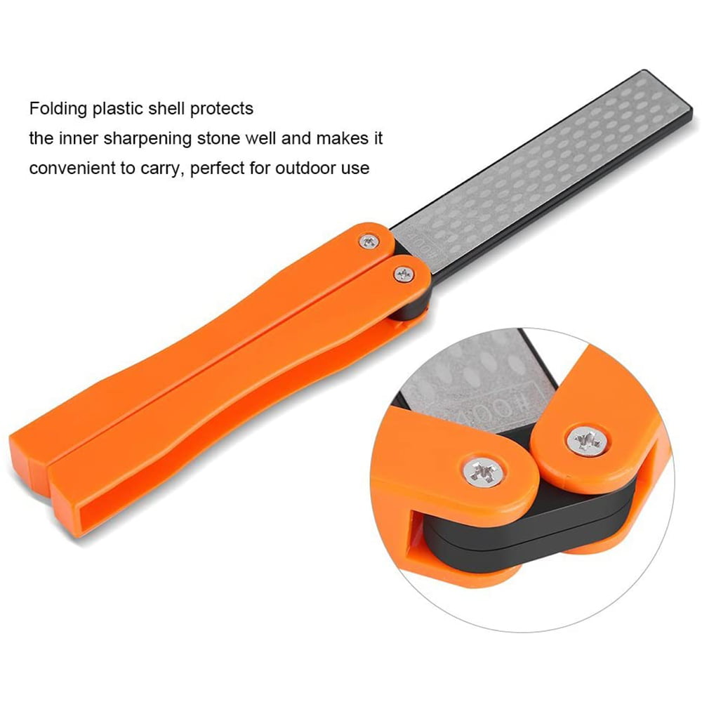  OSFTBVT Diamond Knife sharpener Pocket Sharpening Stone  #400/600 Double Sides Folding Portable Orange - 1pcs: Home & Kitchen