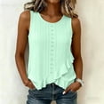 thumbnail image 3 of cocolona Womens Summer Tank Tops Crew Neck Sleeveless Ruffle Asymmetrical Hem Shirts Trendy Casual Solid Color Blouses, 3 of 6