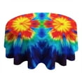 thumbnail image 4 of Colorful Tie Dye Flowe Round Tablecloth 60"x60",Wrinkle Wipeable Table Cloth for Kitchen Dining Room Picnic Patio Party, 4 of 6