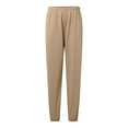 thumbnail image 5 of Women Wide Leg Pants 2024 Elastic Waist Fashion Solid Casual Sports Sweatpants Loose Pants With Pockets Casual Pants Women Pockets Womens Pants Casual Trouser Paper Bag Pants Elastic Long Yoga Pants, 5 of 7