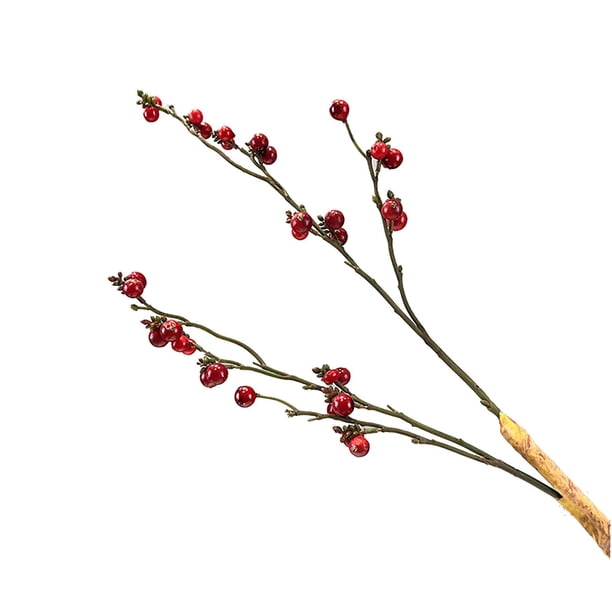 Ramas de bayas artificiales, palitos de bayas navideñas, bayas falsas para rojo