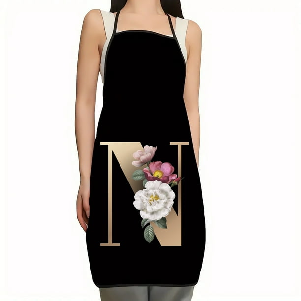 onlyliua Liquidación de Rebajas de Hoy Delantal En Estampado de Letras y Flores Delantal En Cocina En Estampado de Letras