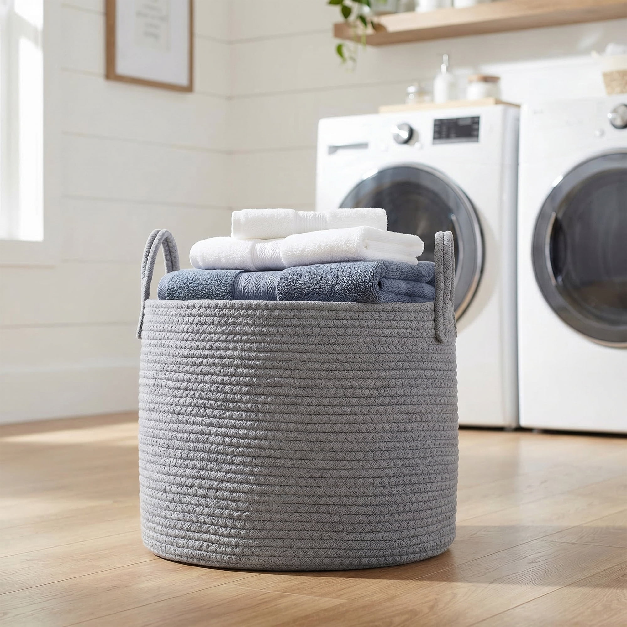 Unique Bargains Storage Basket Shelf Closet Storage Bin Light Grey 13.8*13.8*11.8in
