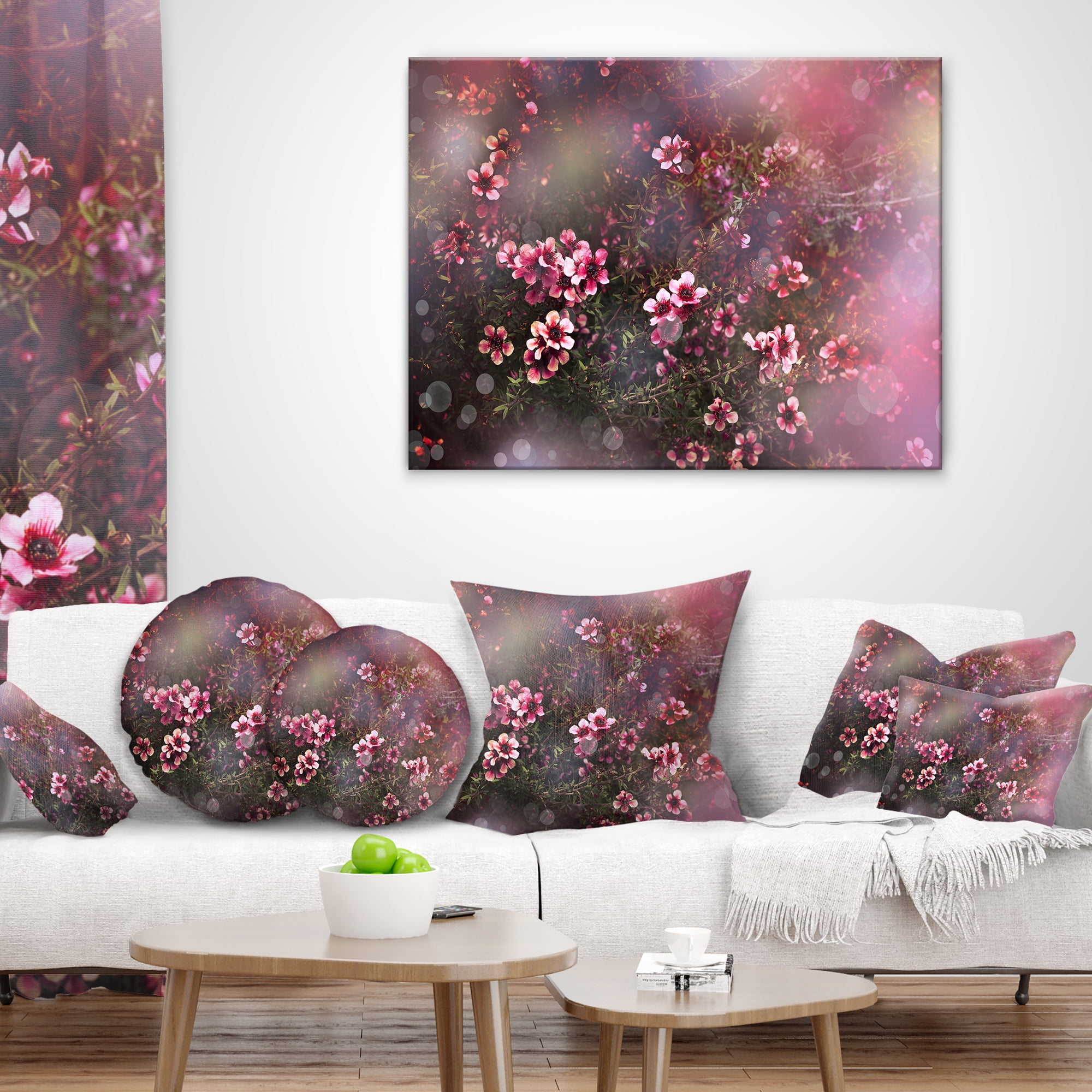 Designart Sakura Japanese Cherry - Photography Floral Throw Pillow - 12x20