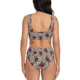 thumbnail image 2 of Honeii Leopard Print Rose Print Women’s Bikini Set,Two Piece Swimsuit Bathing Suits,Stylish High Elasticity Swimwear for Beach and Pool, 2 of 4