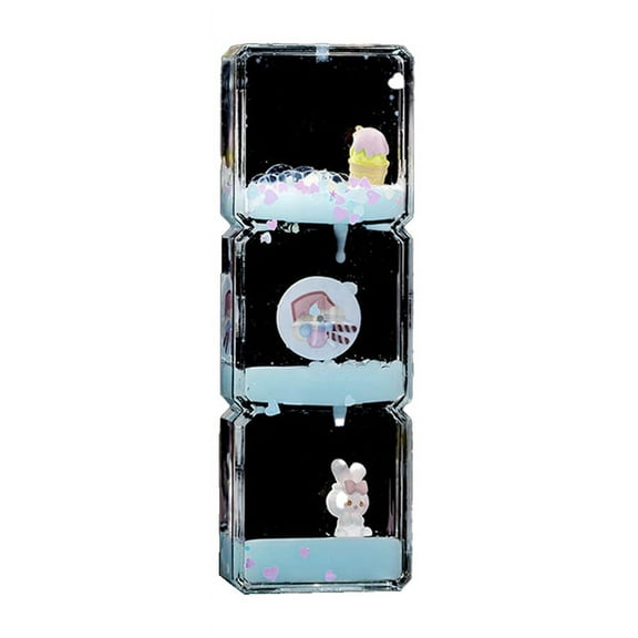 Mini Cartoons Liquid Hourglass, Hourglass for Kids, Cartoon Hourglass Toy, Office/Home Desktop Decoration Blue