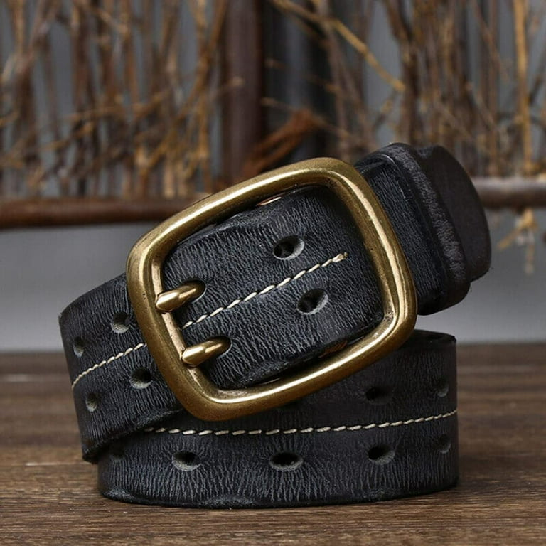 Harley-Davidson Men's Genuine Leather Belt – Double Prong Buckle, Brown, 1.5" Width