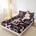 thumbnail image 3 of Erosebridal Letter Monogrammed E Bed Sheets 4pcs,Kawaii Ribbon Bow King Sheets,Super Cozy Room Decor, 3 of 5