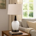 thumbnail image 6 of Wenu 29 Inch Table Lamp, Accent Frosted Glass Base, White Fabric Shade, 6 of 7