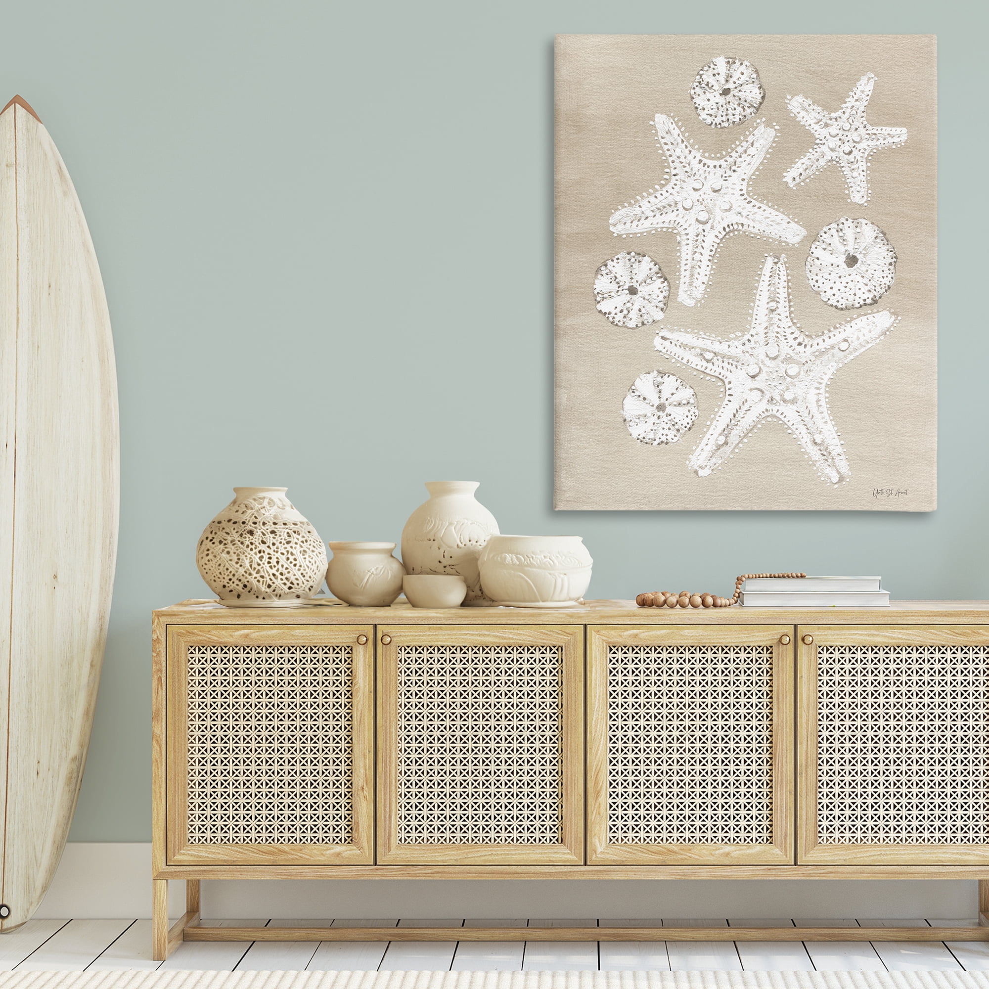 Stupell Industries Sandy Beach Treasures Coastal Painting Gallery Wrapped Canvas Art Print Wall Art, 36 x 48