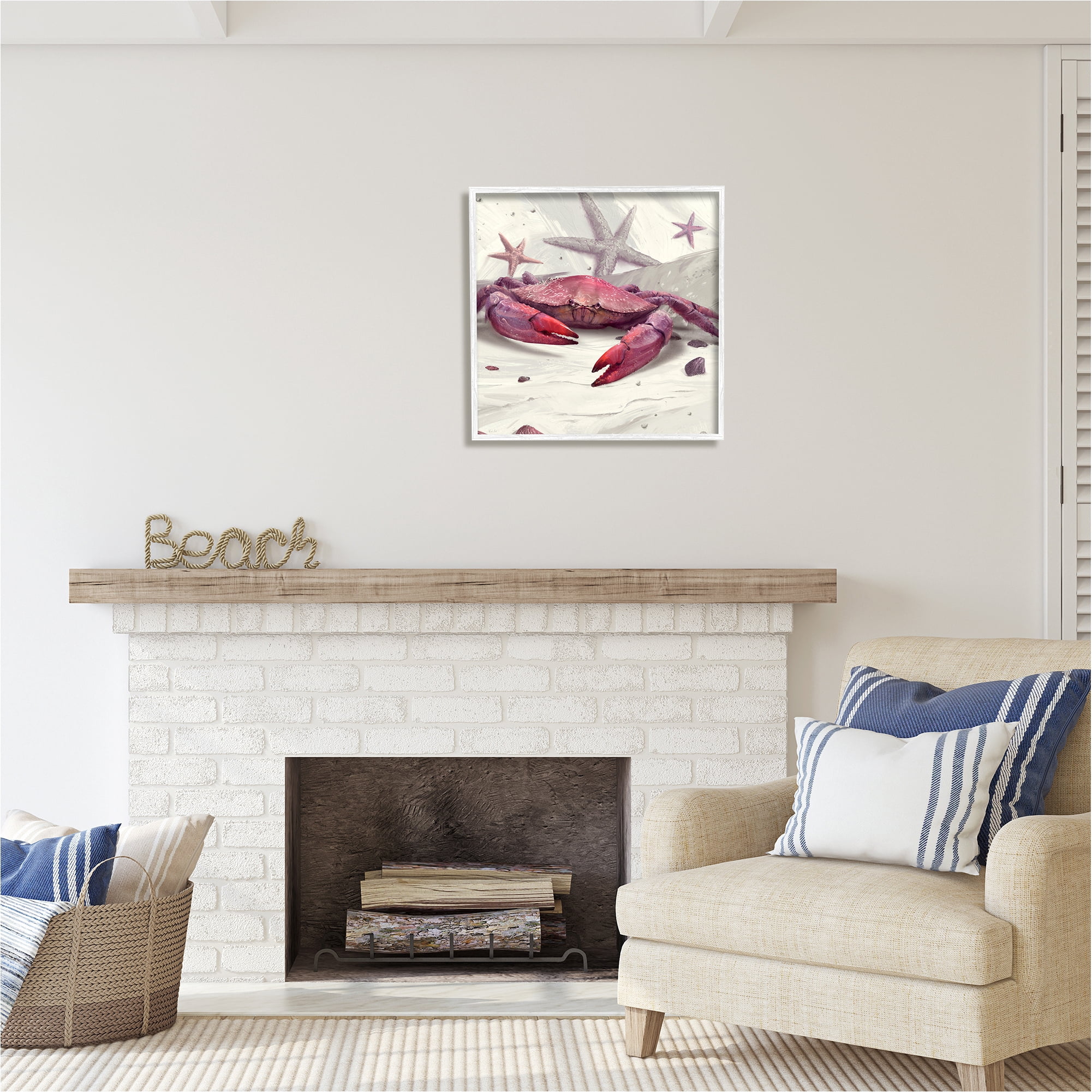 Stupell Industries Detailed Red Crab Animals & Insects Painting White Framed Art Print Wall Art, 24 x 24