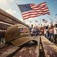 thumbnail image 4 of Minjewel Adjustable 250th Anniversary Patriotic Baseball Cap With "AMERICA 250 YEARS" Print Retro Style Hat For July 4th Celebration,Coffee, 4 of 5