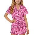 thumbnail image 2 of Mifsaly Kids Girls Button Down Pajama Set Leopard Print Short Sleeve Tops & Shorts Soft Breathable Kids Cozy Summer Sleepwear, 2 of 7