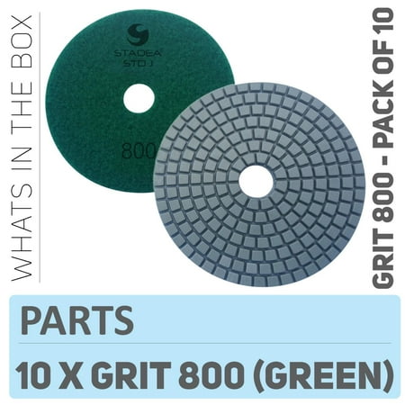 Stadea PPW159D Diamond Polishing Pads 4 Inch - For Concrete Terrazzo Marble Granite Edge Countertop Floor Wet Polishing, Grit 800 - Pack of