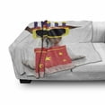 thumbnail image 3 of Birthday Party Soft Flannel Fleece Throw Blanket, Happy Party Dog with Sunglasses and Cone Hat Boxes Stars Image Print, Cozy Plush for Indoor and Outdoor Use, 50" x 60", Yellow and Red, by Ambesonne, 3 of 6