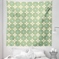 thumbnail image 1 of Eastern Tapestry, Floral Shaped Pastel Toned Ceramic Tile Style Ornate Mosaic Pattern, Fabric Wall Hanging Decor for Bedroom Living Room Dorm, 5 Sizes, Khaki Turquoise, by Ambesonne, 1 of 1