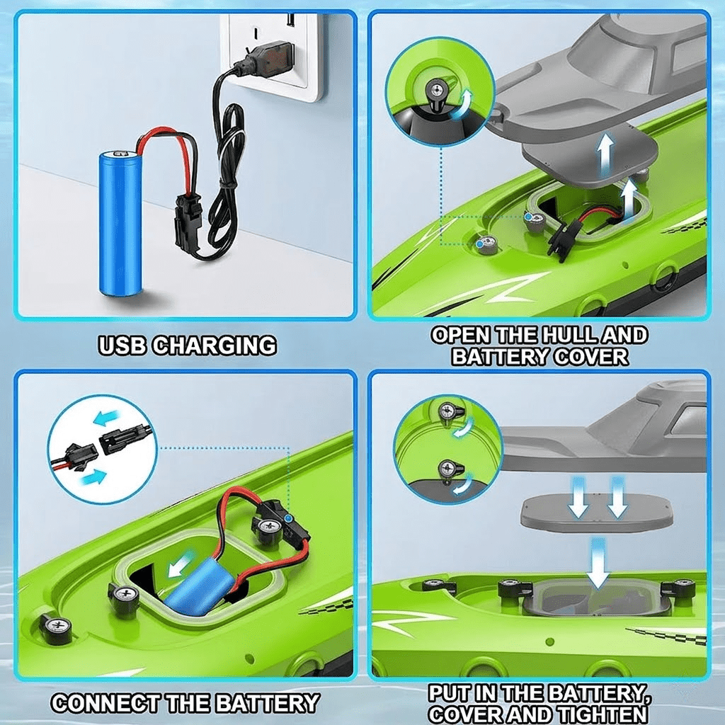 Tigozz RC Boat, 2.4GHz High Speed Remote Control Water Toy for Kids Boys and Adults, Racing Speedboat for Pools and Lakes