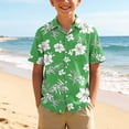 thumbnail image 2 of Guluxicc Kids Boys Collar Button Up Shirts Short Sleeve Hawaiian Tropical Print T Shirts Summer Casual Turndown Tops for Vacation, 2 of 8