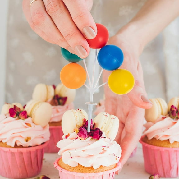 Soimiss Assorted Color Balloon Shaped Cupcake Toppers for Cake Decoration Plastic Party Favor 10pcs