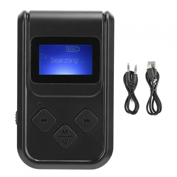 Transmisor receptor de audio Bluetooth Adaptador de música inalámbrico con pantalla digital LCD AUX de 3,5 mm