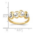 thumbnail image 2 of Solid 14k White and Yellow Gold Two Toned 4 Heart Row Ring Band Size 6, 2 of 3