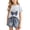 Light Blue, variant on Girls Cotton 2 Piece Outfits Summer Cute Short Sleeve Rhinestone Bow Printed T-Shirt and Elastic Waist Denim Shorts Set Purple 3-4Years