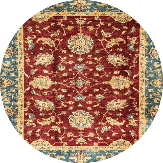 Ahgly Company Indoor Round Abstract Red Abstract Area Rugs, 3' Round