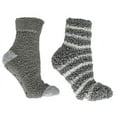 thumbnail image 2 of Lush N Plush 2 pack slipper socks - Lavender N Shea Butter - Grey stripe, 2 of 10