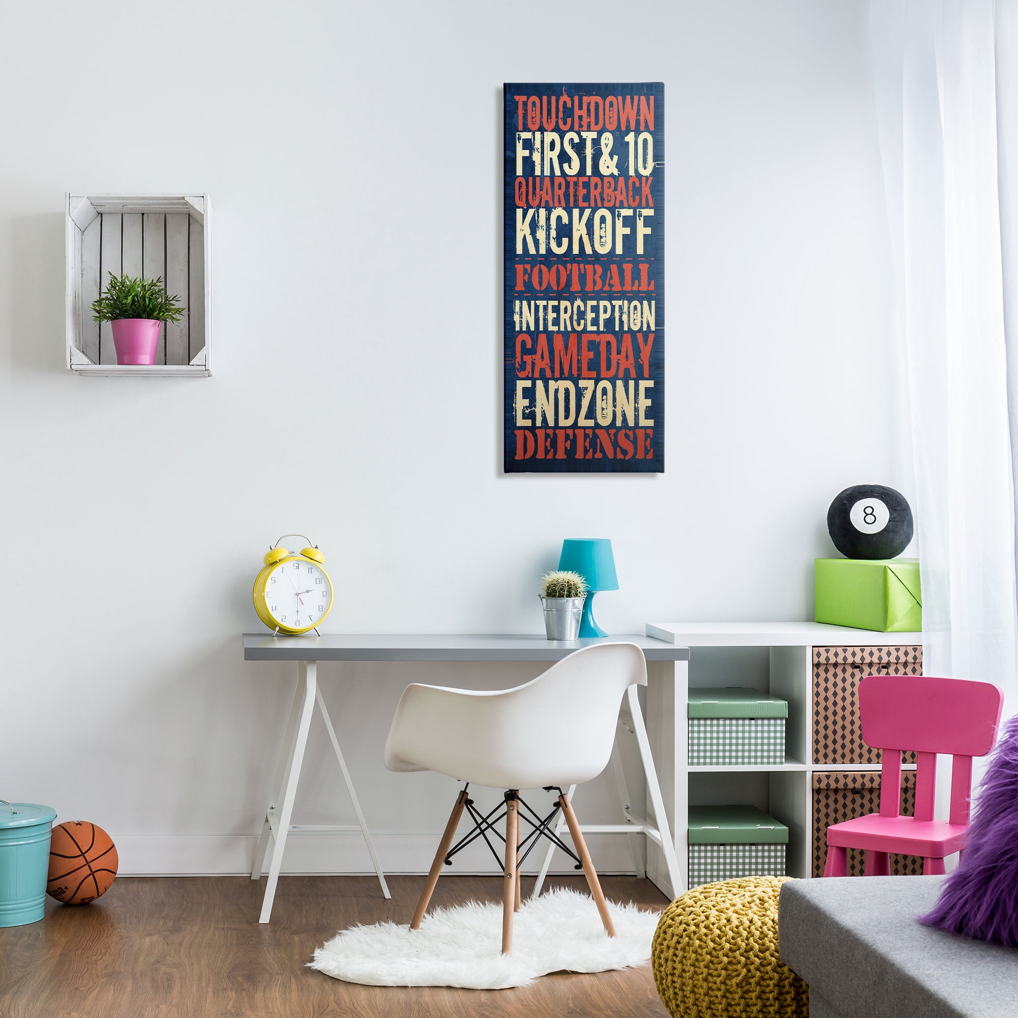 Stupell Industries Rustic Football Phrases Art for Kids Painting Gallery Wrapped Canvas Art Print Wall Art, 17 x 40