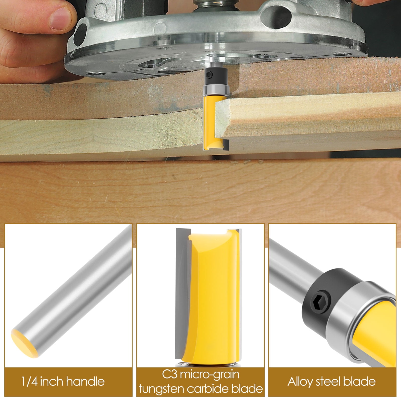 8 Pcs 1 4 Inch Tungsten Carbide Router Bit Set Professional Precision Milling