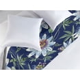 thumbnail image 2 of Tropical Bed Runner, Hand-Drawn Repetitive Pattern of Passionflowers Vintage Ornament, Decorative Accent Bedding Scarf for Hotels Homes & Guest Rooms, Queen, Dark Slate Blue and Green, by Ambesonne, 2 of 3
