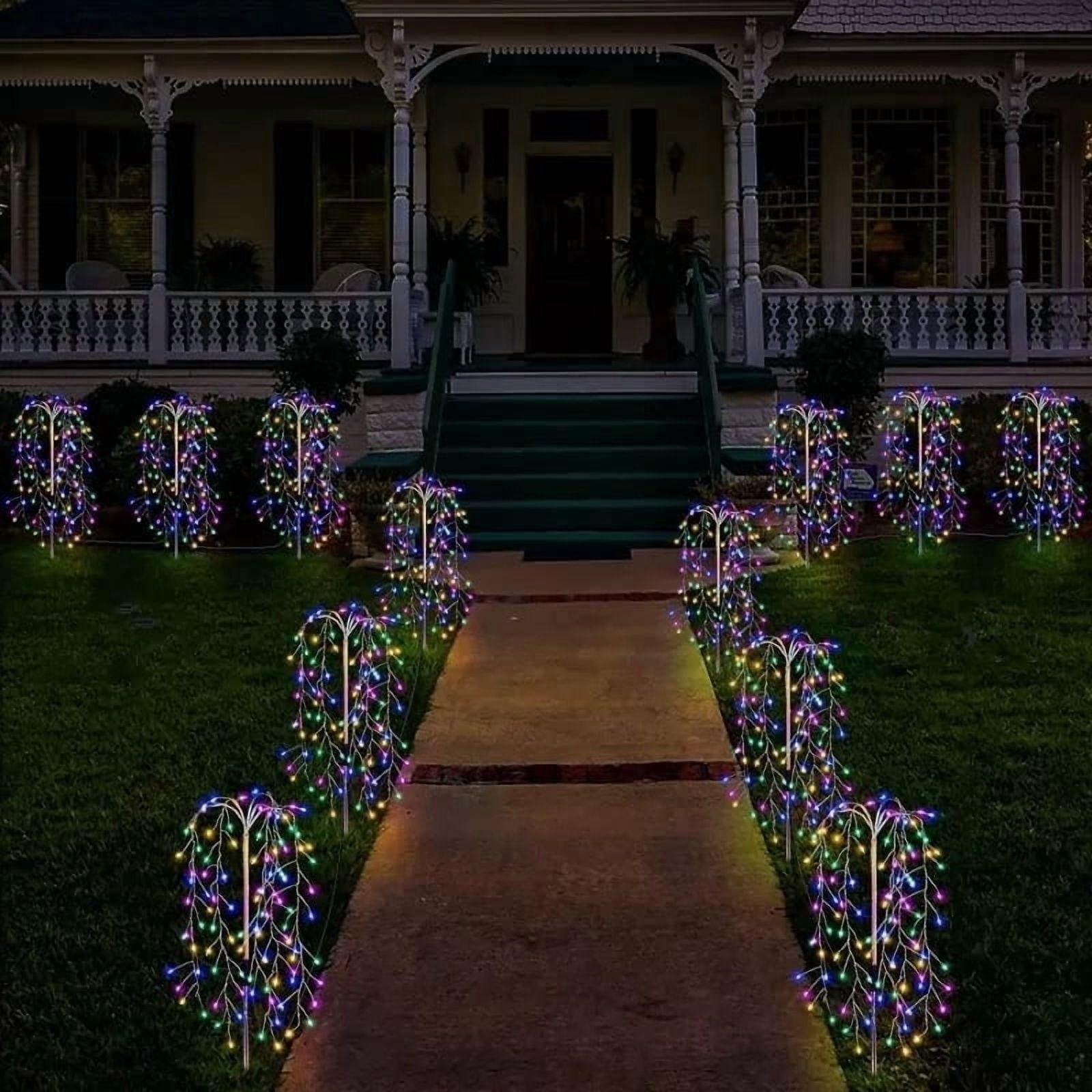 Cinvoph Solar Garden Lights Outdoor 4 Pack 120 LED Decorative Firework Solar Lights Waterproof Garden Decor for Yard Patio Pathway Courtyard Lawn Landscape 24"