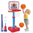 thumbnail image 1 of Set de canasta de baloncesto y pelota en T Tsomtto 4 en 1 para niños de 1 a 3 años, 1 of 6