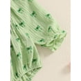 thumbnail image 6 of Okbabeha Newborn Baby Girl St Patricks Day Outfit Ruffled Irish Clover Long Sleeve Bubble Romper Smocked Bodysuit Jumpsuit Spring Holiday Clothes Headband, 6 of 8