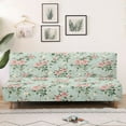 thumbnail image 3 of Xoenoiee Stretch Armless Futon Cover Futon Slipcover Sofa Couch Cover with Elastic Bottom Sofa Bed Covers Furniture Protector Washable, Roses Green, 3 of 8