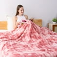 thumbnail image 5 of VK·LIVING Faux Rabbit Fur Reversible Throw Blanket,Super Soft 3D Striped Fuzzy Cozy Thick Ribbed Blankets,Tie-Dye Pink,108"x 90", 5 of 11
