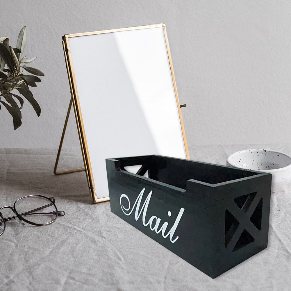 Modern Mail Holder For Desk, Wood Letter Organizer Sorter Envelope Organizer Bill Filling Rack Wood Mail Basket Magazine Holder For Home Office