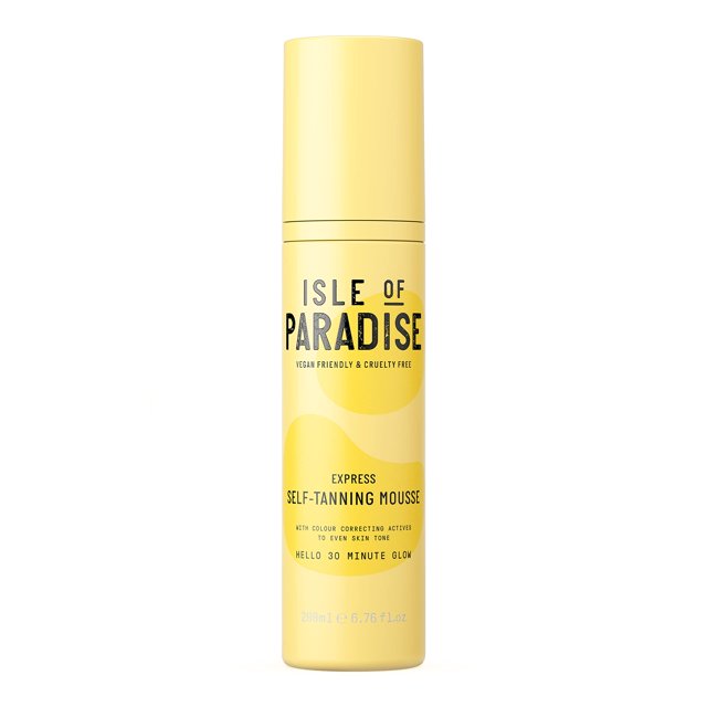 Isle of Paradise Express Self Tanning Mousse - 30 Min Fast Developing Self Tanner - Color Correcting Actives for Even Skin Tone - Vegan and Cruelty Free Sunless Tanning