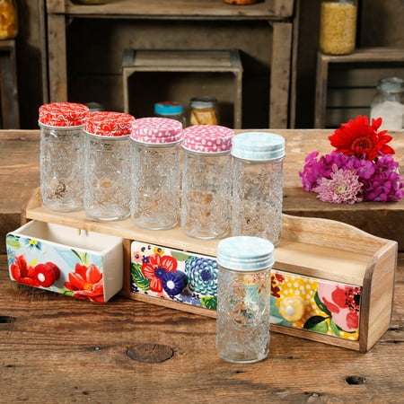 The Pioneer Woman Floral 7-Piece Spice Shelf Set