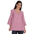 thumbnail image 1 of Moomaya Tunique en Coton à Manches Cloche pour Femmes Col en V Simple Top Schiffli d'Été, 1 of 7