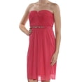 thumbnail image 2 of ADRIANNA PAPELL Womens Pink Embellished Ruched Sleeveless Strapless Above The Knee Evening Fit + Flare Dress 2, 2 of 4