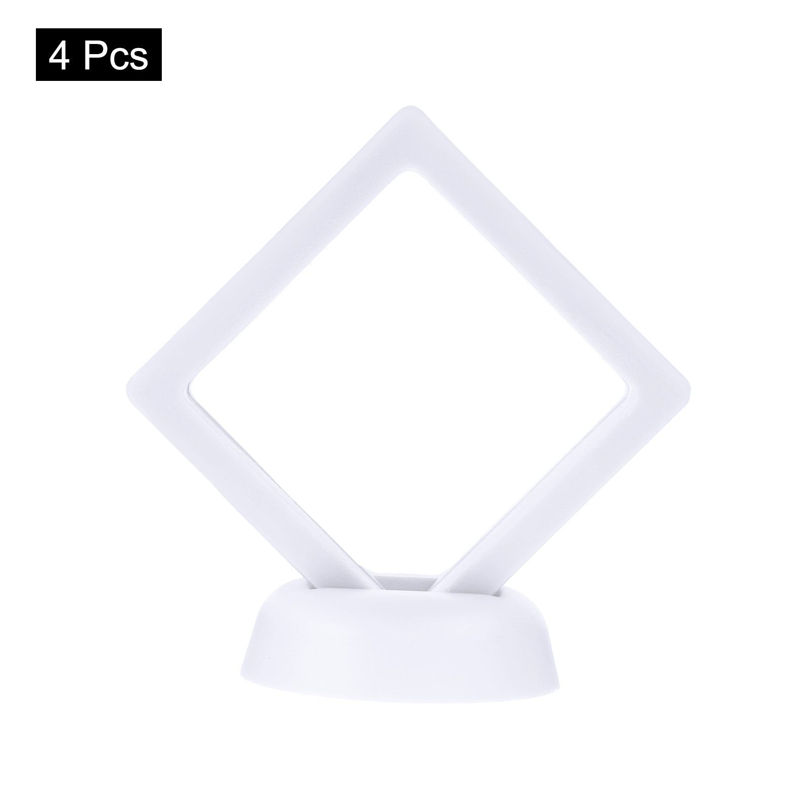 Unique Bargains 4Pcs Floating Frame Display Holder Stand 2.76" x 2.76" x 0.8" White