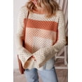 thumbnail image 4 of Ushdele Vibrant Apricot Pointelle Sweater: Trendy Colorblock & Relaxed Fit, 4 of 8