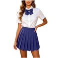 thumbnail image 3 of Pleated Skirt for Women Ihhxva High Waist A-Line School Uniform Mini Flared Cute Plaid Stretchy Cotton Casual Daily Office Wear Summer XS-3XL, 3 of 9