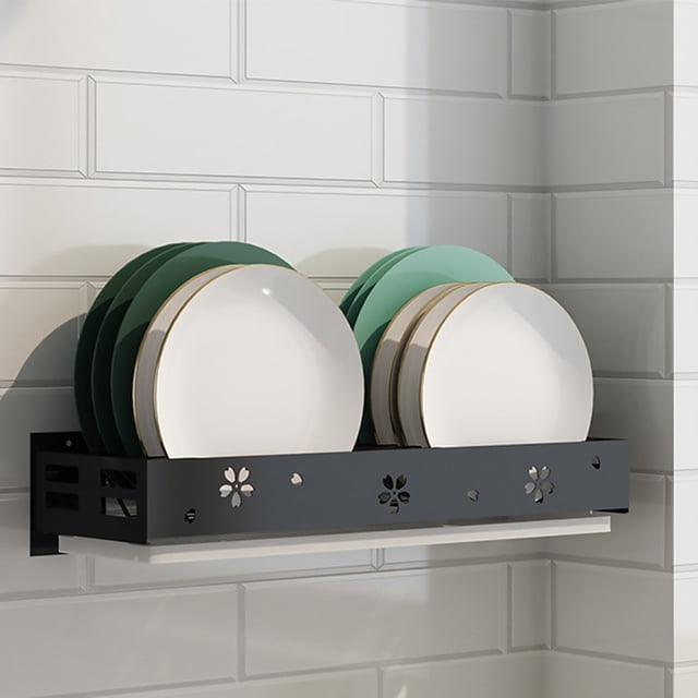 Estante de cocina montado en la pared, estante de acero inoxidable, plato, cuenco, condimento, organizador de almacenamiento, estante para platos Scienceny LF0173-06B