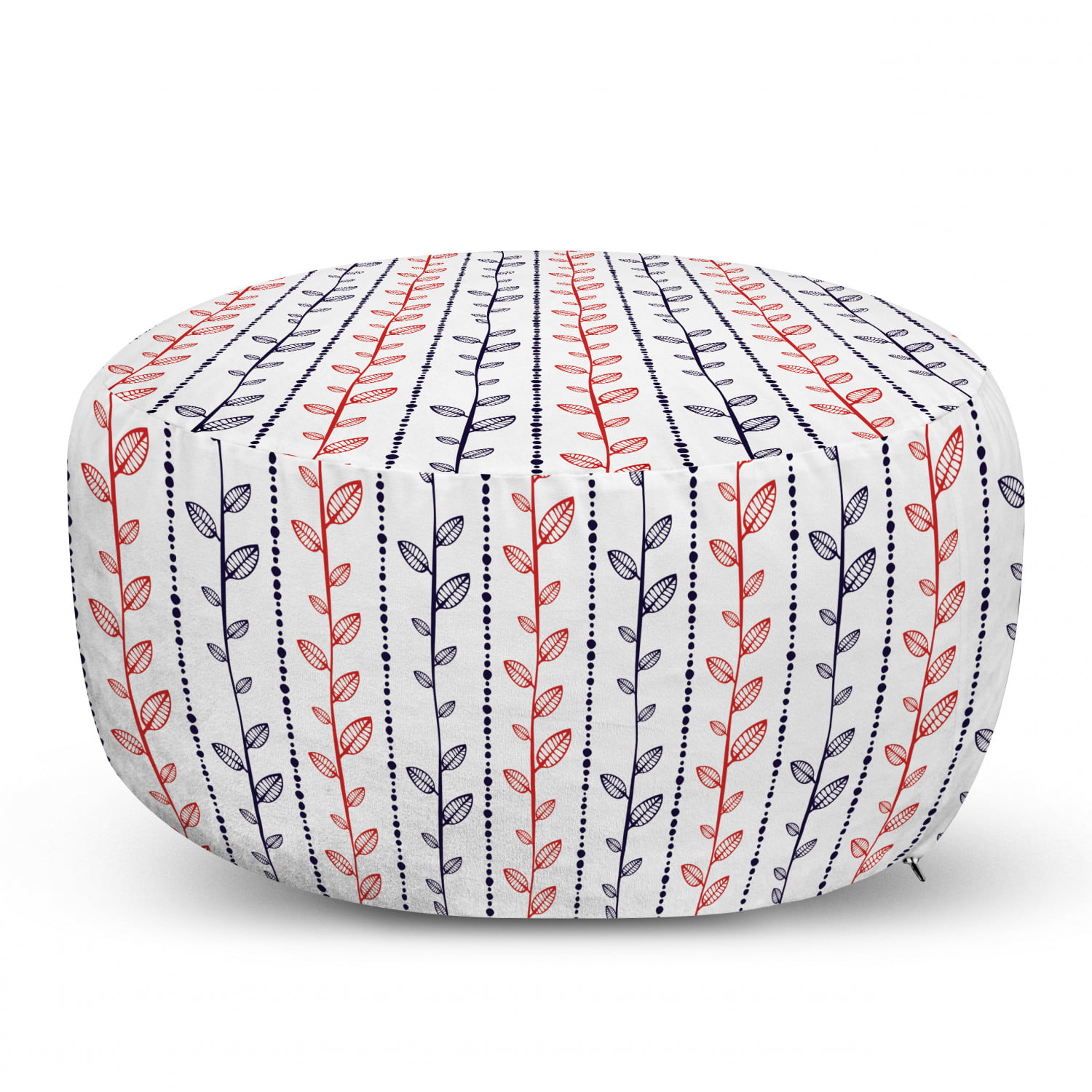 Rhythmic Berries and Leaves Colorful Sketch Pattern on Plain Background Burnt Sienna White Ambesonne Strawberry Rectangle Pouf Under Desk Foot Stool for Living Room Office Ottoman with Cover 25