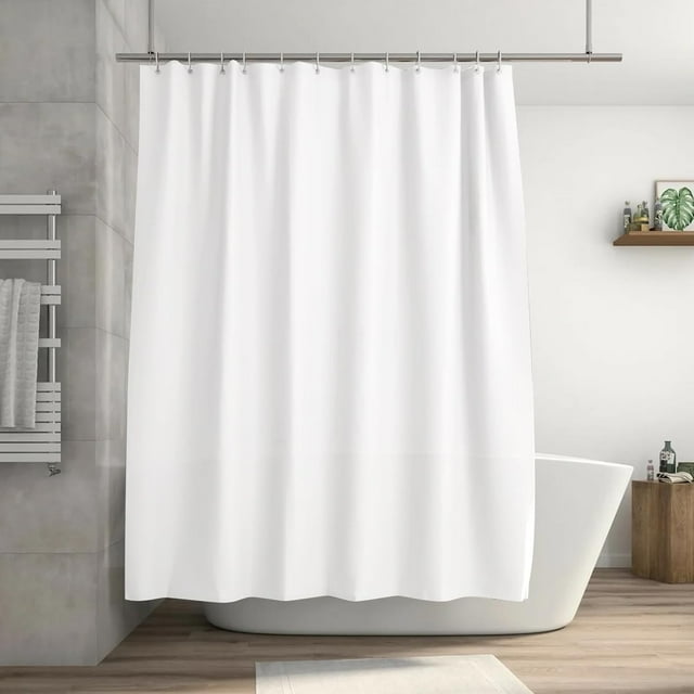 Cortina de Baño Tela, Cortina Regadera Antimoho Lavable a Máquina, Cortina de Ducha Impermeable con Ojales de Metal & 12 Ganchos, Shower Curtain para Hoteles,Casa(Blanco)