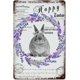 thumbnail image 1 of Letreros de metal retro vintage con diseño de conejo de Pascua y lavanda, placa de hojalata, decoración primaveral de 12 x 8 pulgadas, 1 of 7